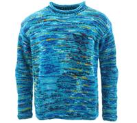 Handmade Knitted Wool Jumper Space Dye Stripes Plain Pattern Rainbow Sweater