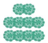 Handmade Lace Crochet Round Placemat Coasters Set of 10 for Festive Christmas Table Decor, 20cm Diameter Blended Fabric Heat Resistant(Pink)