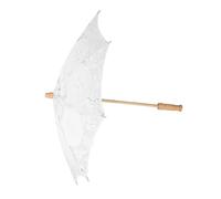 Handmade Lace Flower Embroidery Parasol, Silk Wedding Bride Photography Umbrella with Solid Wood Handle, Elegant Lace Parasol for Bridal Photoshoots and Ceremonies (L)
