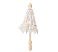 Handmade Lace Flower Embroidery Parasol, Silk Wedding Bride Photography Umbrella with Solid Wood Handle, Elegant Lace Parasol for Bridal Photoshoots and Ceremonies (Small Size)