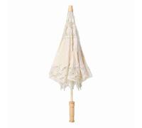 Handmade Lace Flower Embroidery Parasol, Silk Wedding Bride Photography Umbrella with Solid Wood Handle, Elegant Lace Parasol for Bridal Photoshoots and Ceremonies (L)