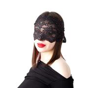 Handmade Lace Masquerade Mask for Women with Red Rhinestones, Full Eye Coverage Venetian Carnival Mask with Satin Ribbon Ties