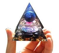 Handmade Lapis Lazuli Crystal Sphere Orgonite Pyramid with Obsidian Stone Reiki Energy Protection Chakra Healing Orgone Collection Meditation Pyramide