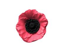 Handmade Large Fimo Red and Black Poppy Flower Brooch Pin - Gift Boxed