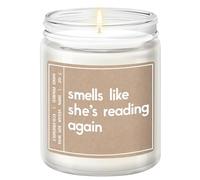Handmade Lavender Reading Candle for Book Lovers, Natural Soy Wax Aromatherapy Candle, 40-Hour Long Burn, Reusable Glass Jar, Relaxing Bookish Gifts for Women Friends Librarian Birthday