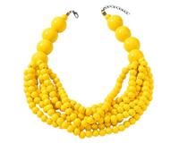 Handmade Layered Wood Bead Necklace for Women - Chunky African Statement Necklace, Natural Khaki Beaded Jewelry, Hypoallergenic & Skin-Safe for Sensitive Skin, Boho Rainbow Inspired Chunky Collar