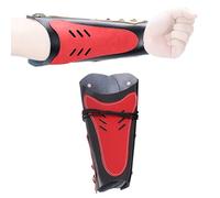 Handmade Leather Arm Guards, Adjustable for Hunting Shooting Arm Protector Wristband Gauntlet Unisex Medieval Bracer(Red)