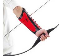 Handmade Leather Arm Guards Bow Hand Shooting Glove Adjustable for Hunting Shooting Arm Protector Wristband Gauntlet Unisex Medieval Bracer(Red)