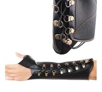 Handmade Leather Arm Guards Bow Hand Shooting Glove Adjustable for Hunting Shooting Target Practice Bow(Black)