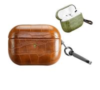 Handmade Leather Case -for Airpods pro3 Pu Case Cover,Crocodile/alligator Skin Lizard Skin Luxury Texture,Drop Protection Soft Shell Cover With Keychain,for Airpods pro3rd Generation Earbuds (brown)