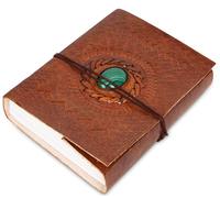 Handmade Leather Journal 9×6″ with Gemstone - Vintage Thread-Bound Diary for Journal Writers & Sketch Artists