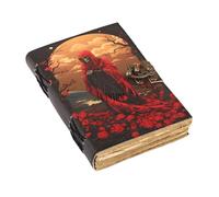 Handmade Leather Journal, Modern Fantasy Playing Notebook Spiral Gothic Notebook Skull lover Antique Vintage Leather Journals With 200 Blank Deckle Paper, Unruled, Brass Clasp Lock Journal, Men &