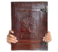 Handmade Leather Journal Tree of Life Notebook, 200 Blank Pages - Journals for Women and Men - For Travel Diary Writing, Daily Work, Sketchbook - Vintage Feel
