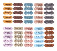 Handmade Leather Labels, 50 Pcs Microfiber Colorful Leather Hat Labels, 10 Colors Handmade with Love Hearts Embossed Crochet Tags with Holes for Crafts Knitting Sewing Hats Purses Clothing