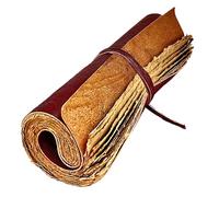 Handmade Leather Scroll Journal - 100 Pages Vintage Style Unlined Deckle Edge Rustic Paper - 9x6 Book of Shadows, Grimoire, Fantasy Gifts, Antique Sketchbook (Reddish Brown w/Vintage Paper)