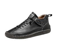 Handmade Leather Shoes Unisex Autumn and Winter Suede Look Flat Shoes Chunky Moccasins with Soft Sole Large Sizes Women Single Shoes Non-Slip Driving Shoes Casual Shoes for Everyday Use, black, 12.5