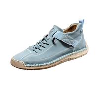 Handmade Leather Shoes Unisex Autumn and Winter Suede Look Flat Shoes Chunky Moccasins with Soft Sole Large Sizes Women Single Shoes Non-Slip Driving Shoes Casual Shoes for Everyday Use, lightblue, 6