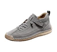Handmade Leather Shoes Unisex Autumn and Winter Suede Look Flat Shoes Chunky Moccasins with Soft Sole Large Sizes Women Single Shoes Non-Slip Driving Shoes Casual Shoes for Everyday Use, gray, 8 UK