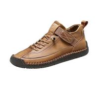 Handmade Leather Shoes Unisex Autumn and Winter Suede Look Flat Shoes Chunky Moccasins with Soft Sole Large Sizes Women Single Shoes Non-Slip Driving Shoes Casual Shoes for Everyday Use, brown, 8 UK