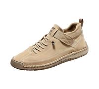 Handmade Leather Shoes Unisex Autumn and Winter Suede Look Flat Shoes Chunky Moccasins with Soft Sole Large Sizes Women Single Shoes Non-Slip Driving Shoes Casual Shoes for Everyday Use, beige, 12.5