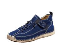 Handmade Leather Shoes Unisex Autumn and Winter Suede Look Flat Shoes Chunky Moccasins with Soft Sole Large Sizes Women Single Shoes Non-Slip Driving Shoes Casual Shoes for Everyday Use, darkblue, 12