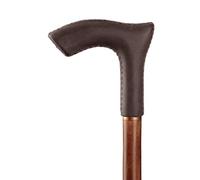 Handmade Leather Unisex Walking Stick Dark Brown - Handle Wood Walking Cane, Elegant Walking Sticks