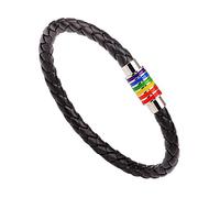Handmade LGBTQ Pride Bracelet, Stylish PU Leather Braided LGBT Jewelry for Men Women Teens, Friendship Birthday Gift, Gay Lesbian Support Accessory