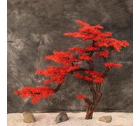 Handmade Lifelike Artificial Red Maple Tree with Solid Wood Branches and Sturdy Iron Base, Perfect for Enhancing Decor in Restaurants, Malls, and Homes