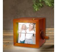 Handmade Lighted Flip Book Frame Custom Wooden Hand Crank Animation Photo Album Personalized Memory Gift for Family Couple