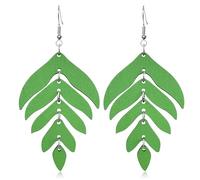 Handmade Lightweight Elegant Wooden Earring for Women - Statement Leaf Drop Dangle Earrings Bohemian Fashion Nature Wood Chain Leaf Earrings for Women Mom Sister Daughter Statement Jewelry Gifts,