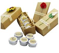 Handmade 'Lip Sync' 5 LIP BUTTERS GIFT SET -Rose, Cherry, Gardenia, Honeysuckle & Neroli, 100% Natural, Solid Body Lotion Lip Tins, Cocoa & Shea Butter, Coconut Oil, Beeswax, (LIP SYNC 5 Lip Balm Set)