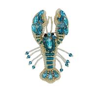 Handmade Lobster Beaded Patches Sew on Rhinestones Applique Decoration Craft 2 Pieces (Blue)
