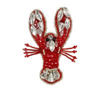 Handmade Lobster Beaded Patches Sew on Rhinestones Applique Decoration Craft 2 Pieces (red)