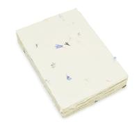 Handmade Lokta Card Stock 5x7 Inch Paper with Petal Flourish and Deckle Edge. Tree-free Lokta Paper for Vintage Stationery, Printing, and Decorative Invitations (50 Sheets, Cornflower)