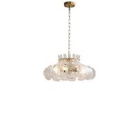 Handmade Lotus Frosted Glass Pendant Light 15.7in Diameter Multihead All Copper Hanging Lamp Creative E14 Base Living Room Study Bedroom Chaner Dining Room Study Lighting Fixtures (M)