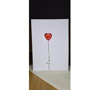 Handmade Love Balloon Design Greeting Card with Solid Milk Chocolate Heart, Red Heart Balloon