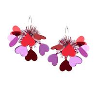 Handmade Love Heart Sequin Tassel Earrings Shiny Glitter Pink Red Sequins Round Circle Hoop Earrings Colorful Rhinestone Wrapped Big Hoop Earrings for Women Valentine's Day Jewelry Gifts, Zinc, No