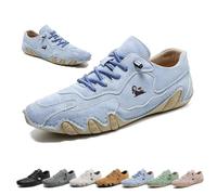 Handmade Low Top Beck Shoes, Women Outdoor Waterproof Non-Slip Lightweight Breathable Casual Flat Bottom Slip-On Comfortable Barefoot Walking Shoes(Light Blue,38 EU)