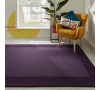 Handmade Luxurious Easy To Clean Modern Wool Bordered Purple Plain Wool Living Room & Bedroom Rug-160Cm X 230Cm