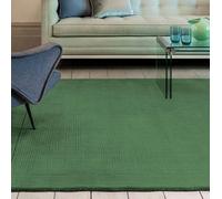 Handmade Luxurious Modern Plain Wool Easy To Clean Area Rug The Rug Shop UK Dark Green 60cm x 120cm