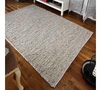 Handmade Luxurious Plain Wool Easy To Clean Textured Grey Wool Rug For Living Room & Bedroom-160Cm X 230Cm