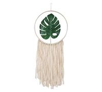 Handmade Macrame Dreamcatcher with Monstera Design - Woven Tassels Wall Hanging Ornament for Boho Home Decor, Unique Gift for Nature Lovers