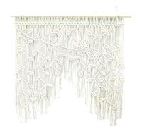 Handmade Macrame Window Curtains Natural Cotton Wall Hanging Tapestry 130x130 cm Beige Home Decor Stylish Macramé Window Treatment for Cozy Living Spaces