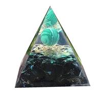 Handmade Malachite Sphere Orgonite Pyramid with Obsidian Stone for Positive Energy Reiki Chakra Meditation Orgone Pyramide Protection Gift for Health Luck Wealth
