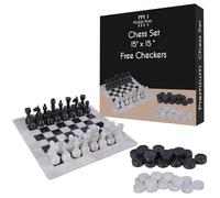Handmade Marble Chess Set - (15 x 15 Inches) - Marble Chess Sets for Adults - Premium Quality Chess Boards - Fancy Chess Boards With Checkers (White & Black)