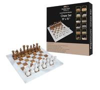 Handmade Marble Chess Set - Black & Onyx (15 x 15 Inches) - Chess Sets for Adults - Premium Quality Chess Boards - Fancy Chess Boards (15 x 15 Without Checkers, White & Brown)