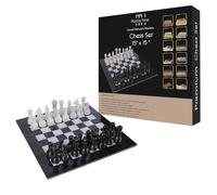 Handmade Marble Chess Set - Black & Onyx (15 x 15 Inches) - Chess Sets for Adults - Premium Quality Chess Boards - Fancy Chess Boards (15 x 15 Without Checkers, Black & White)