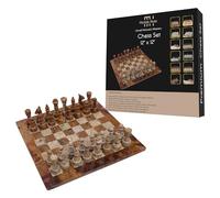 Handmade Marble Chess White & Green Onyx Set 12 x 12 - Chess Sets for Adults - Premium Quality Chess Boards - Fancy Chess Boards (Brwon & Coral))