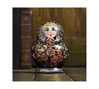 Handmade Matryoshka 10 Pieces Russian Nesting Dolls Traditional Matryoshka Wooden Stacking Nested Set Handmade Toys for Gift Home Decoration surprise gift