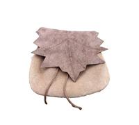Handmade Medieval Viking Maple Leaf Style Leather Belt Bag - Light Brown Color Leather Pouch for LARP, SCA, Renaissance Faire, Cosplay, and Historical Reenactment.006